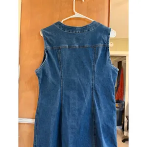 Lee Women's Size Large Heritage Sleeveless Rider Denim Dress V-Neck Button Front thumbnail 9
