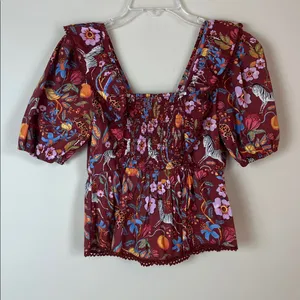 Anthropologie Maeve Babydoll Blouse Tiger Zebra Safari Print Sz XS thumbnail 5