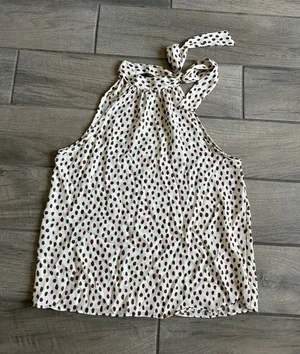Papermoon Cream Halter Camisole with Brown Polka Dots thumbnail 1