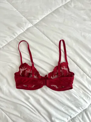 Beautiful maroon mesh lace bra Red thumbnail 5