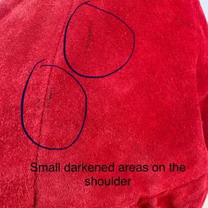 VTG 80s Suede Leather Jacket M Red Open Front Pleated Shoulder Bold Chic Casual thumbnail 12