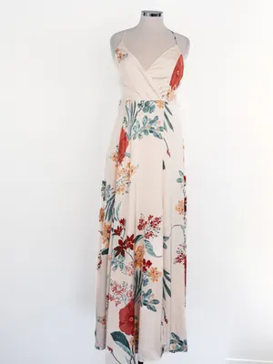 Lulus - Still The One Floral Faux Wrap Gown In‎ Cream Floral Print thumbnail 2