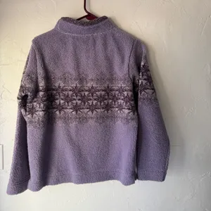Cabelas Fleece Pullover Vintage S/P Purple Lavender Star Print Mock Neck Sweater thumbnail 5