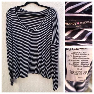 Brandy Melville‎ Navy Striped Shirt thumbnail 2