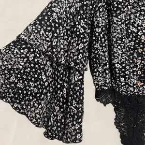Free People Ditsy Micro Floral black Bodysuit | Size XS Coquette Boho thumbnail 4