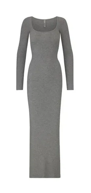 Skims Soft Lounge Long Sleeve Dress Maxi Gray Size Small thumbnail 1