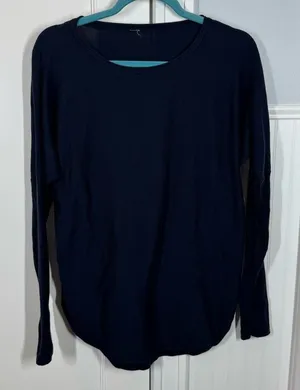 Lululemon 100% cotton‎ Long Sleeve Sweater Navy Blue Size 8 Layer Capsule thumbnail 1