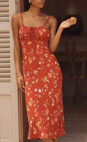 Reformation Camira Floral-Print Crepe Midi Dress in Borsa 6 thumbnail 1