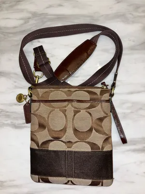 COACH L0649-10129 Y2K Signature Jacquard Crossbody Purse Brown thumbnail 9