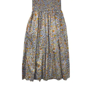 J.Crew Liberty Meadow Song Floral Smocked Cotton Poplin Midi Dress Blue Medium thumbnail 5