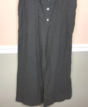 Zara Women’s Muslin Mother of Pearl Button-Up Gray Jumpsuit thumbnail 3