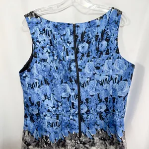 J Taylor Plus Size 18W Dress Sleeveless Fit n Flare‎ Floral Blue White Mini 700 thumbnail 5