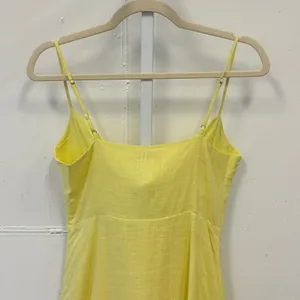 Lush Yellow Linen Blend Tie Front Button Down Mini Dress LD42793-CI Womens Small thumbnail 5