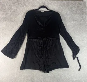 third‎ form black long sleeve one piece romper satin medium thumbnail 1
