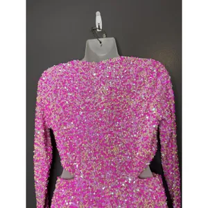 Petal + Pup Dress Womens Medium Pink Sequin Cutout V Neck Bodycon Mini Party thumbnail 6