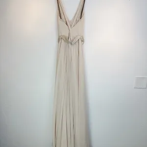 White by Vera Wang Cream Chiffon V Neck Cross Back Full Length Gown Size 4 thumbnail 14