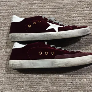 Golden Goose Burgundy and White Sneakers thumbnail 4