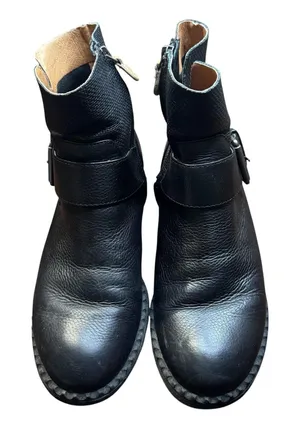 Gentle Souls Booties Womens Size 8 Black Leather Binta Slit Moto‎ Bootie Zip thumbnail 1