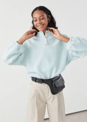 & other stories Fleece Mock Neck Pullover Sweatshirt thumbnail 1
