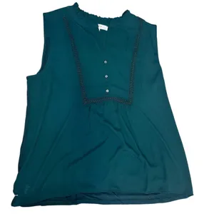Loft womens blouse‎ green short sleeve workwear top boho relaxed lightweight L thumbnail 1