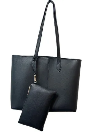 Women’s Black Tote Shoulder‎ Bag Handbag Purse thumbnail 1