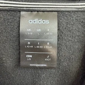 Adidas black striped sleeve pullover cotton hooded sweatshirt casual lounge L thumbnail 4