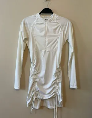 ATHLETA Tidal Ruched Long Sleeve Rash Guard Swim Cover Up Tunic Dress Size S thumbnail 4