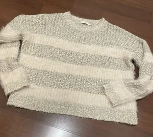 Lush gray and ivory striped sweater thumbnail 1