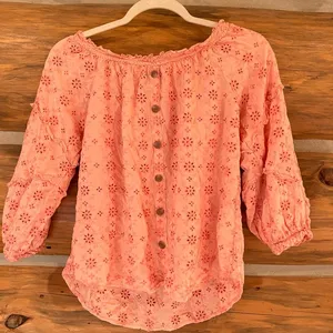 Democracy Off the Shoulder Eyelet Top thumbnail 1