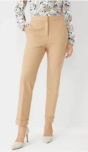 Ann Taylor The High Rise Eva Ankle Pant Cappuccino Tan Size 10 Curvy Fit thumbnail 1
