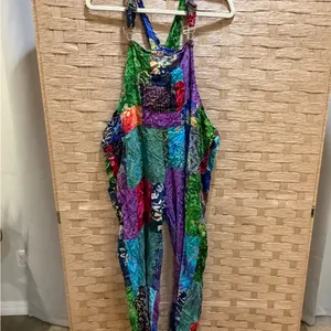 Mexicali Blues Playful Batik Patchwork Overalls Size XL SOLD OUT thumbnail 2