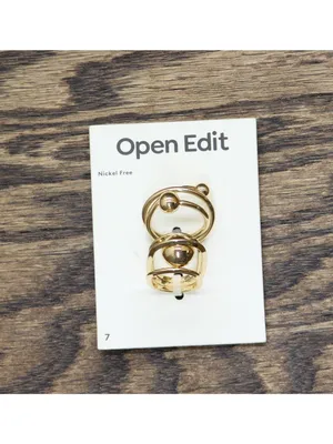 NWT Open Edit 2 Pack Abstract Modern Twist Sphere Ring Set Gold Yellow 7 thumbnail 3