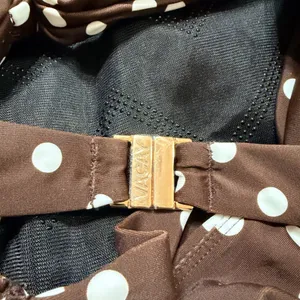 Vacay Swimwear Rhodes Polka Dot Bikini Top Chocolate Brown White Small NWT thumbnail 6