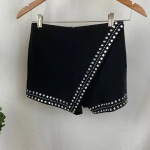 NBD X NAVEN Black Silver Rivet Trim Short Skort Skirt XS thumbnail 2