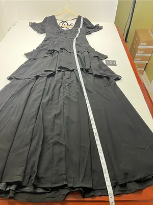 Lulus Midnight Mood Black‎ Tiered Maxi Dress Womens XS Coquette Moody Sexy NEW thumbnail 7