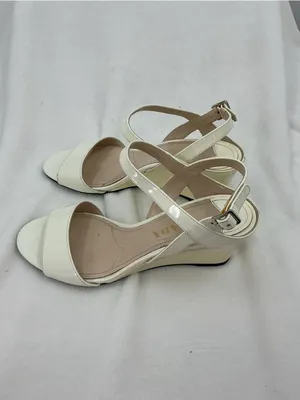 Prada Cream Patent Leather Ankle-Strap Heels B51 thumbnail 4