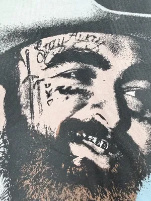 Post Malone Cowboy Off-the-Shoulder Graphic Off-White Tee thumbnail 6