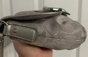 COACH Gray Silver Signature Canvas Crossbody thumbnail 4