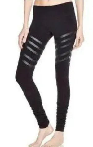 ALO High Waist Goddess Leggings in Black Gloss Stripe Size Small thumbnail 1