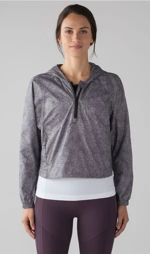 Lululemon I Put A Shell On You 1/4 Zip Hooded Long Sleeve Jacket Black White 10 thumbnail 1