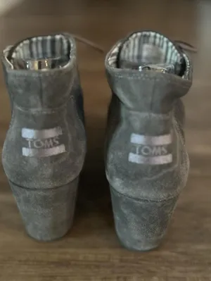 Toms Grey Suede Heeled Boot Wedges for Women, Lace Up, Size 12 thumbnail 3