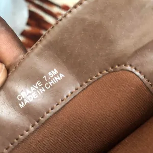RARE Unique Genuine Leather Brown knee-high western Cowboy Cowgirl Cow Paint Splatter boots kitten block heel Slouch Ruched Scrunched Round Toe #hippie #indie Women 7.5M Measurement in pics thumbnail 7