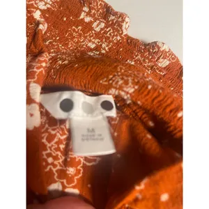 Three Dots Rust Floral Ditsy Dot Smocked High Waist Wide Leg Palazzo Pants M thumbnail 3