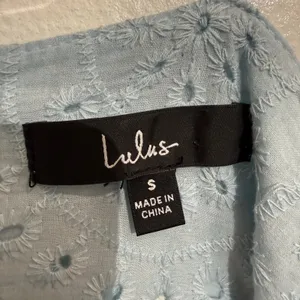 Lulus Light Blue Modern Romantic Eyelet Embroidered Cotton Mini Dress Sz S thumbnail 5