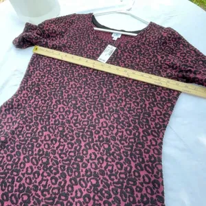 NWT Dressbarn size L animal print sweater dress tulip hem flouncy hem. thumbnail 5