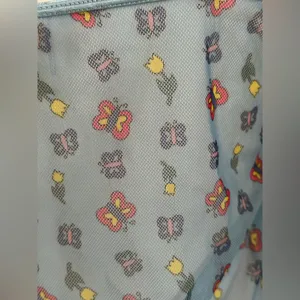 Peeping Tom Sheer Blue Floral & Butterfly Intimate Nightgown Elastic Straps Sz S thumbnail 6