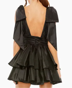 Mac Duggal Black Bow Shoulder Dress Homecoming/Cocktail thumbnail 3