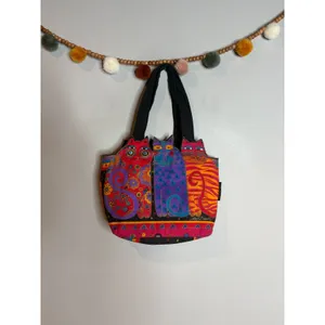 Laurel Burch colorful artistic cat tote bag thumbnail 2