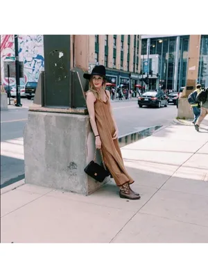 Zara Camel Ribbed Maxi Dress with Burgundy Trim thumbnail 2