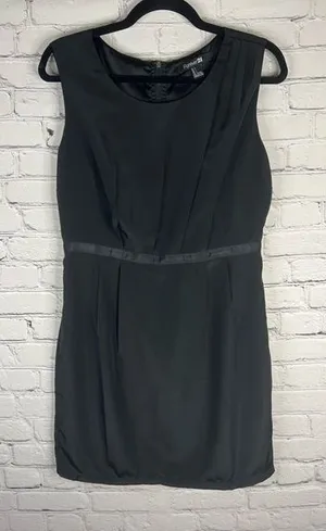 Forever 21 Black Sheath Dress size large Zip Back Lined Sleeveless Ribbon‎ thumbnail 1